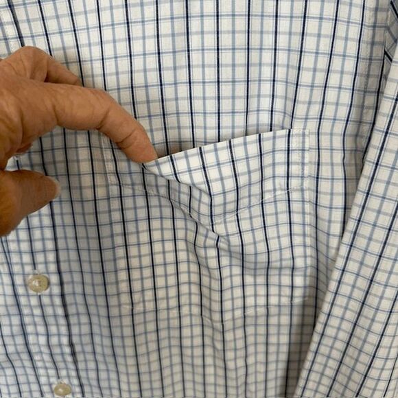 J. Crew Button Down Shirt Blue White Windowpane Plaid Preppy Size Medium - Picture 2 of 10